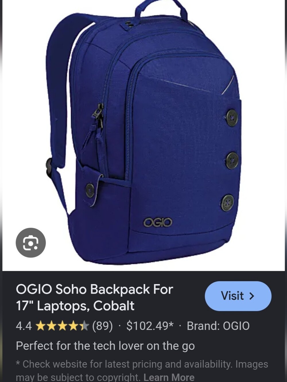 OGIO Red Backpack with Button Accent - Picture 2 of 14
